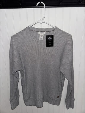 Jones New York Sport Gray Ribbed Knit Sweater, Size Large